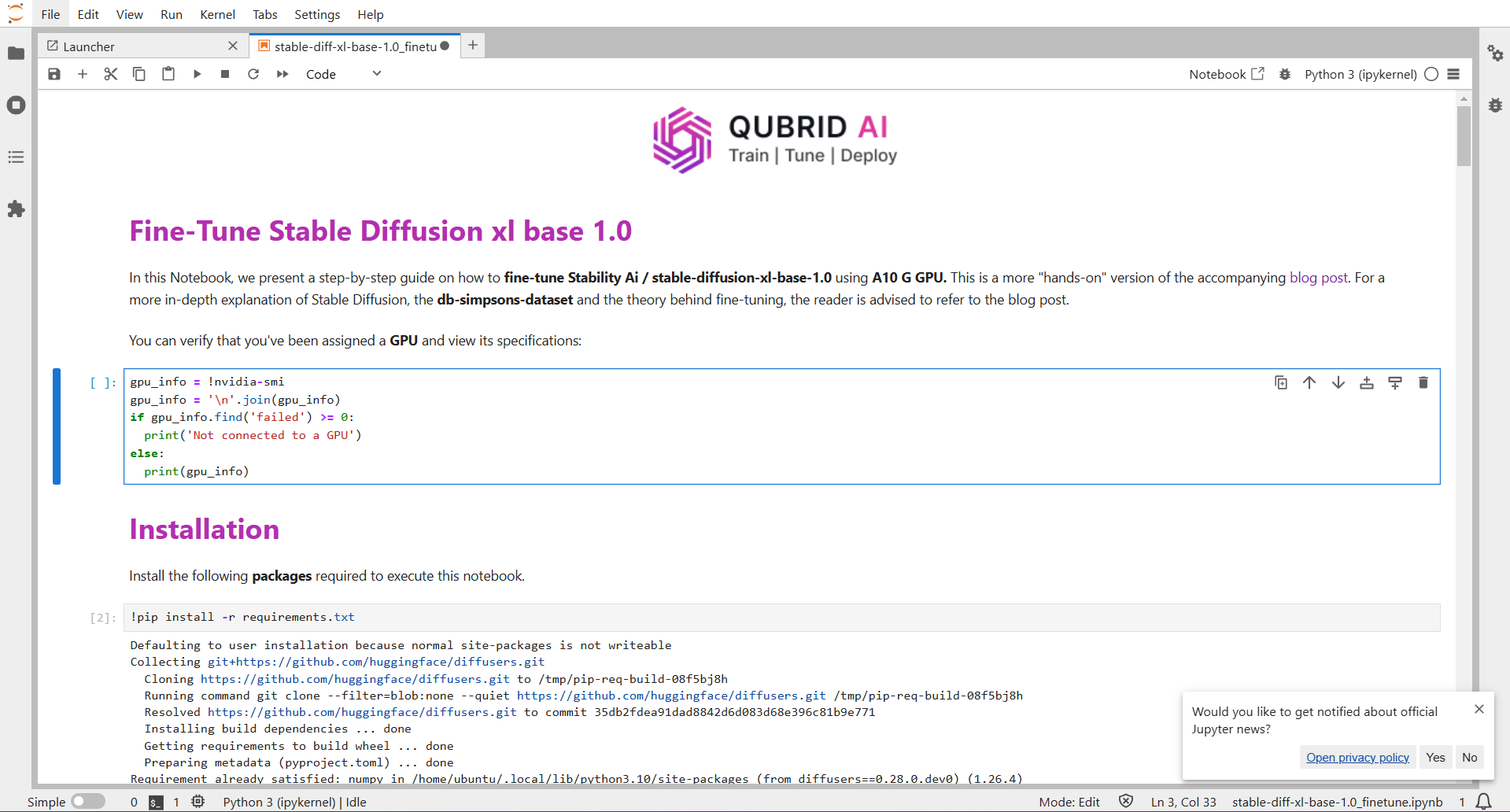  Qubrid AI -Fine-Tuning Notebook Stable Diffusion-XL